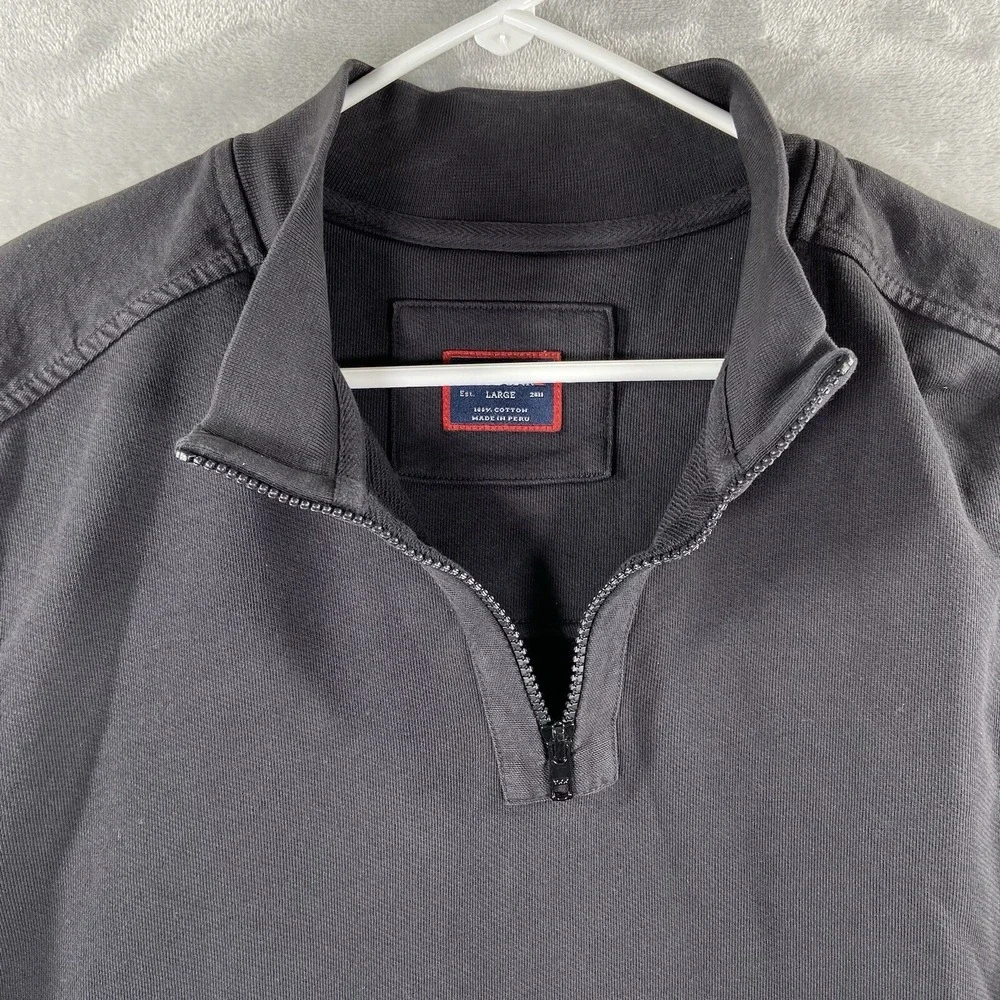 UNTUCKit Sweater Mens Large 1/4 Zip Pullover Elbow Patches Black Cotton Casual